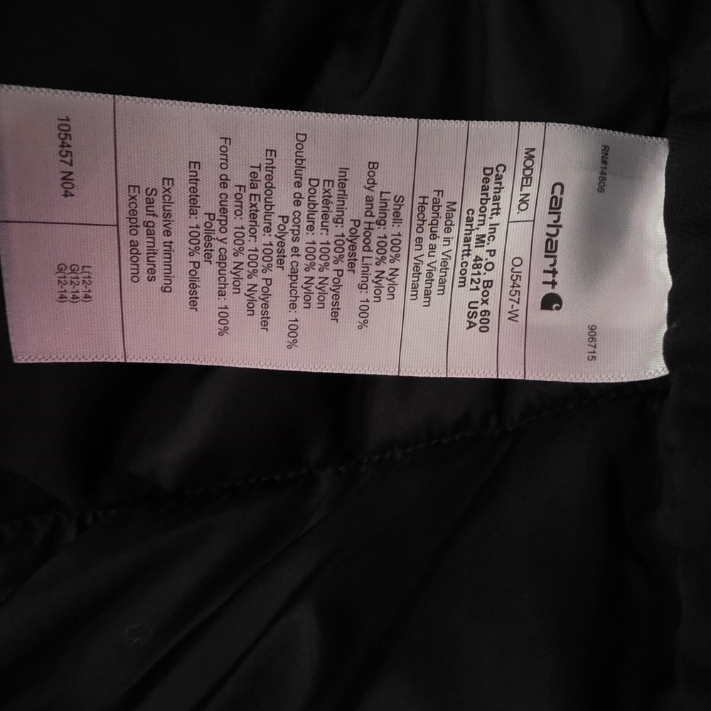 Carhartt WOMEN'S Black Insulated Hooded Jacket - Picture 3 of 7